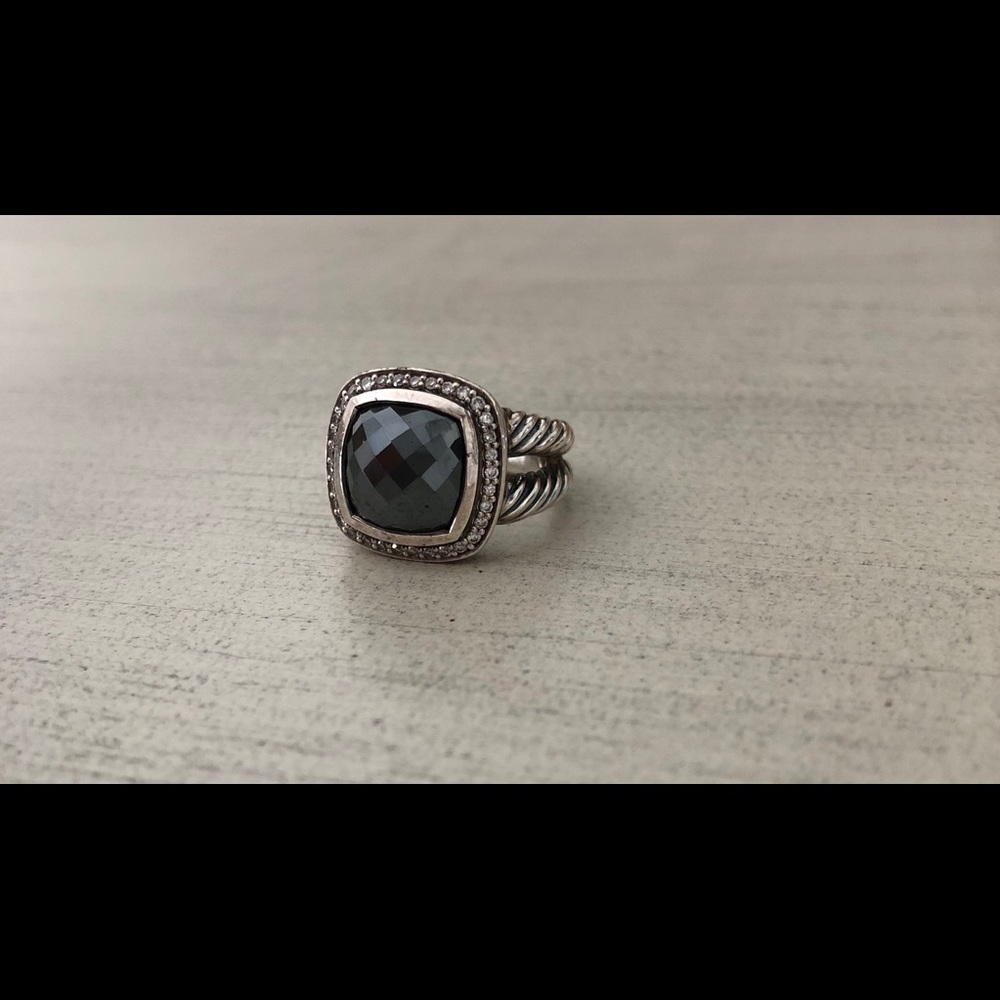 DAVID YURMAN sterling silver hematite/diamond ring